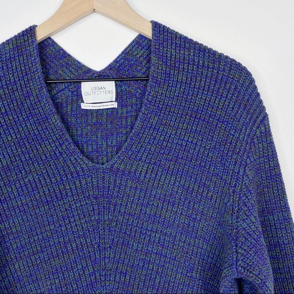 Urban Outfitters Victoria Blue Green Oversized V Neck Chunky Knit Sweater XS - Picture 5 of 11